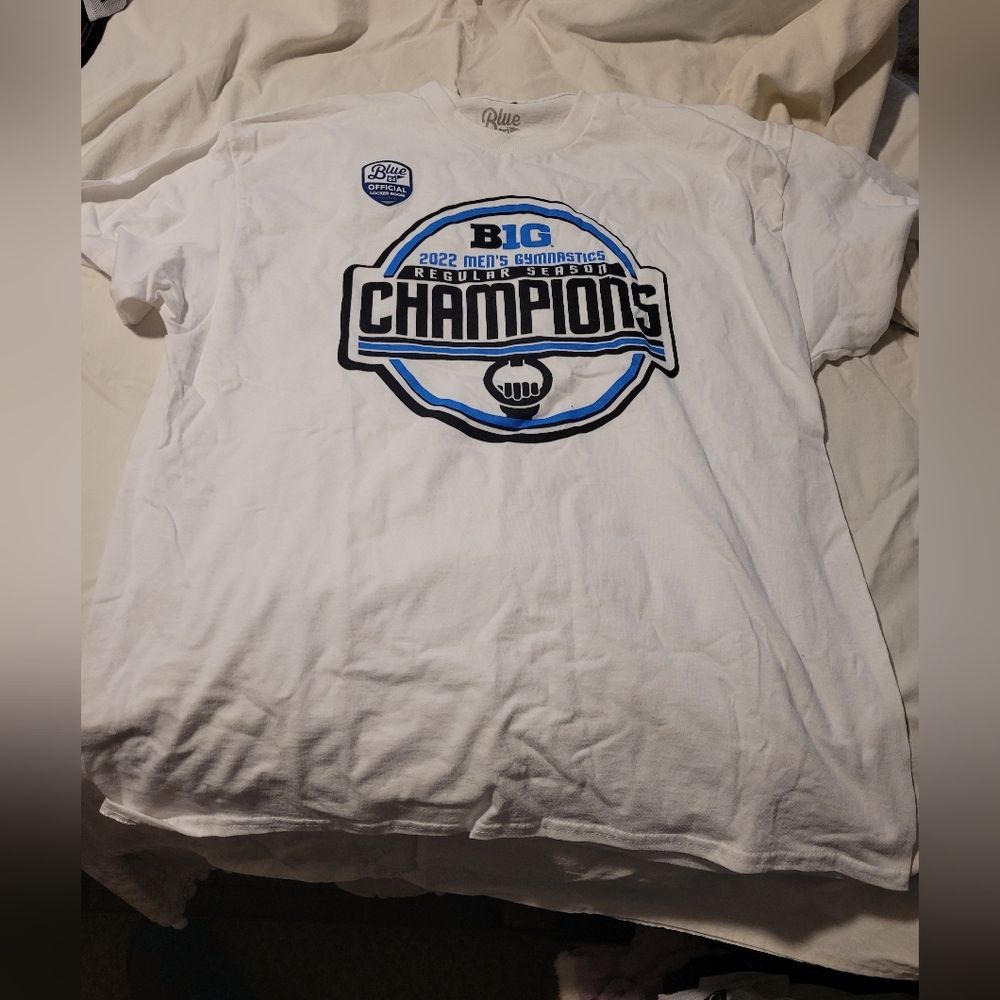 Mens gymnastics Big Ten Champions White T-Shirt 2022.